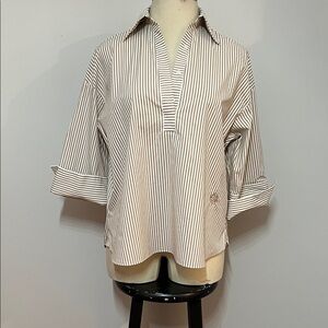PURETOL by Petra Dieners Elegant Striped Women's Blouse Oversized Cuff Sleeve